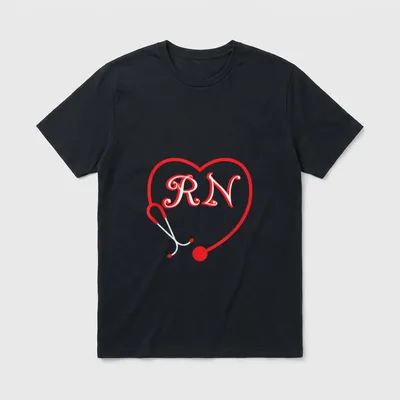 Registered Nurse Valentine's Day Heart Stethoscope T-Shirt – Classic T-Shirt in Black