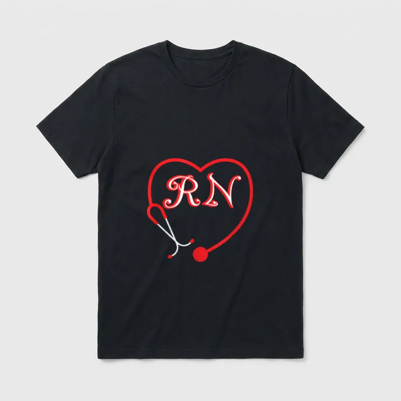 Registered Nurse Valentine's Day Heart Stethoscope T-Shirt – Classic T-Shirt in Black