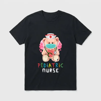 Pediatric RN Registered Nurse Teddy Bear T-Shirt – Classic T-Shirt in Black