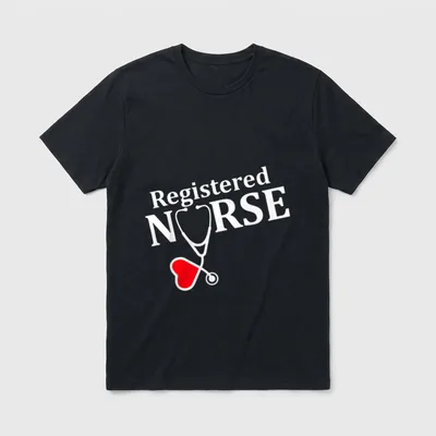 Registered Nurse with Stethoscope Heartbeat T-Shirt – Classic T-Shirt in Black