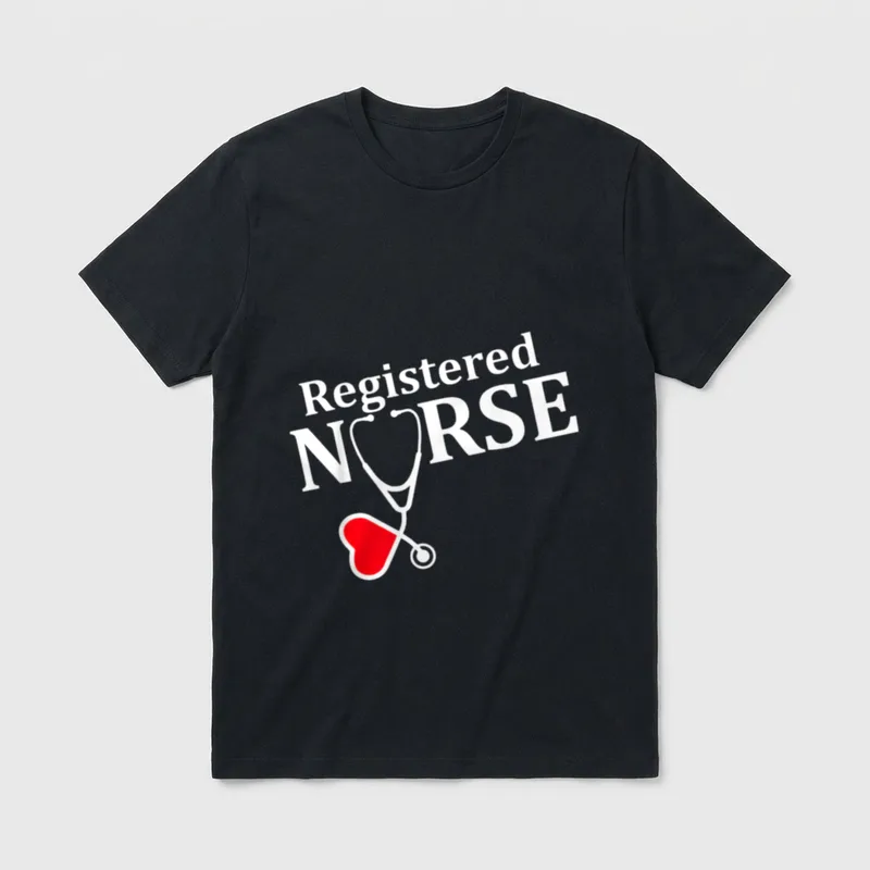 Registered Nurse with Stethoscope Heartbeat T-Shirt – Classic T-Shirt in Black