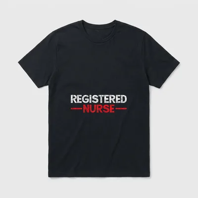Registered Nurse RN Nursing Vintage T-Shirt – Distressed Registered Nurse text with side bars – Classic T-Shirt in Black