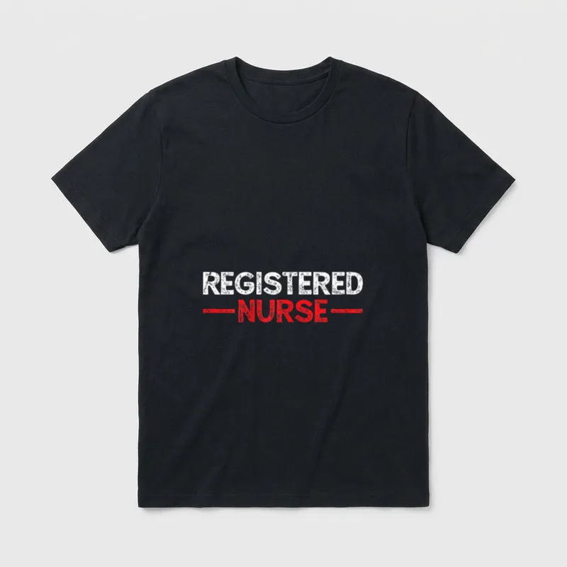 Registered Nurse RN Nursing Vintage T-Shirt – Distressed Registered Nurse text with side bars – Classic T-Shirt in Black
