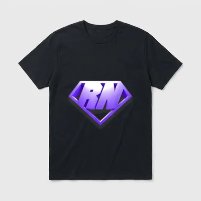 Super Registered Nurse T-Shirt – RN inside a purple diamond shield – Classic T-Shirt in Black