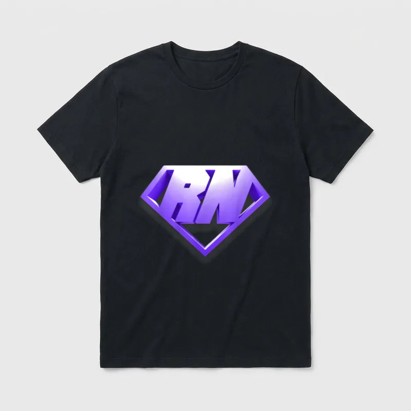 Super Registered Nurse T-Shirt – RN inside a purple diamond shield – Classic T-Shirt in Black