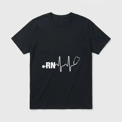 RN Nurse Heartbeat Registered T-Shirt – Classic T-Shirt in Black