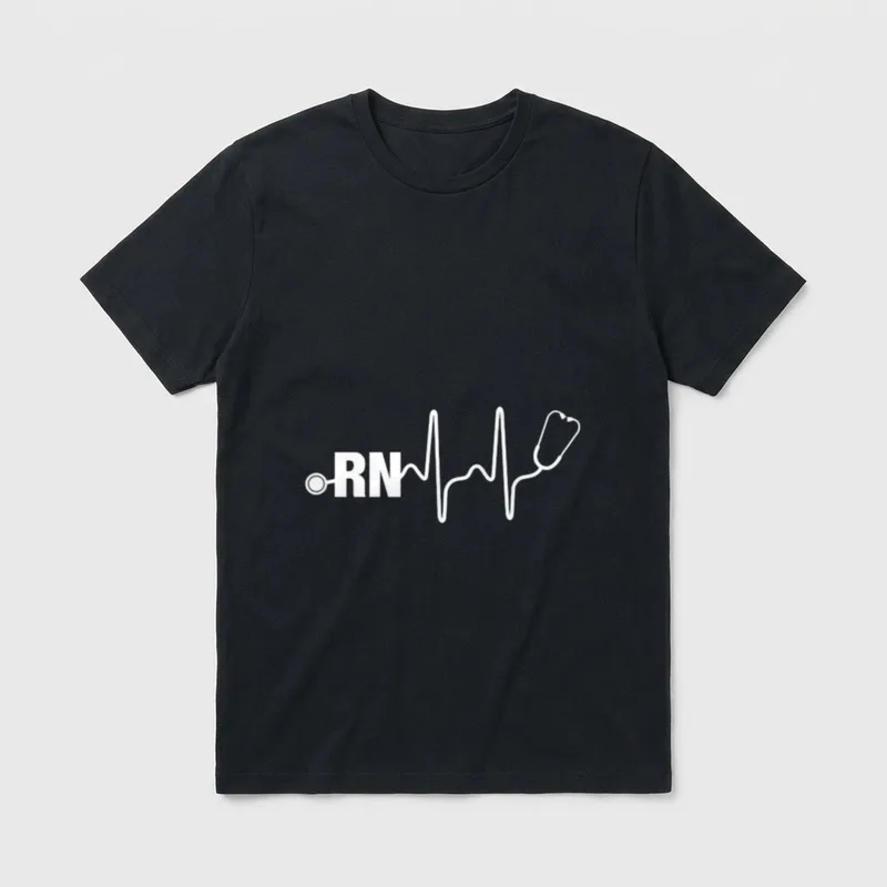 RN Nurse Heartbeat Registered T-Shirt – Classic T-Shirt in Black