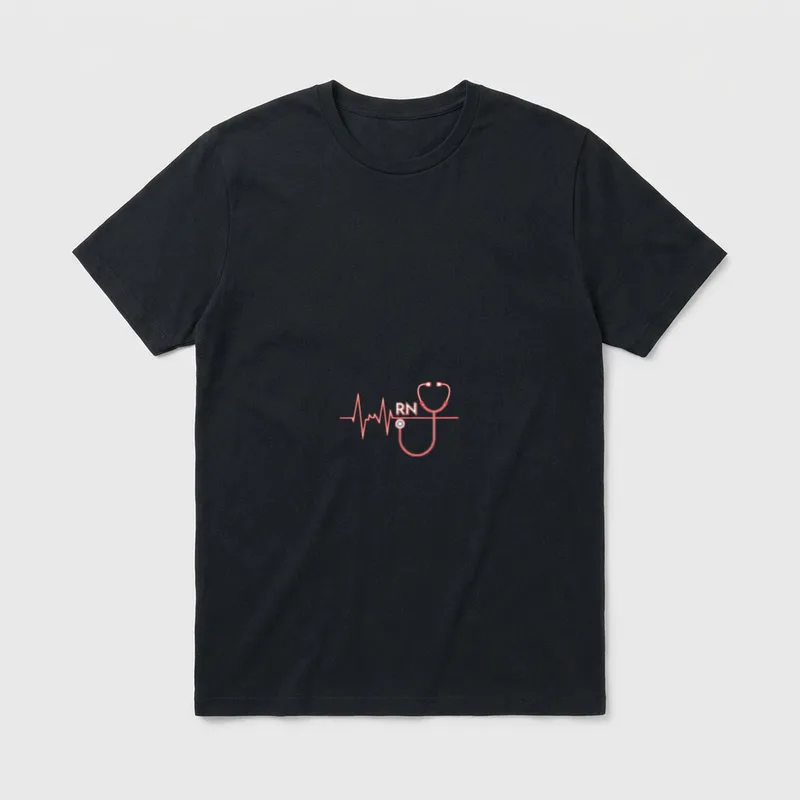 Registered Nurse Stethoscope Heartbeat RN Nursing T-Shirt – Classic T-Shirt in Black