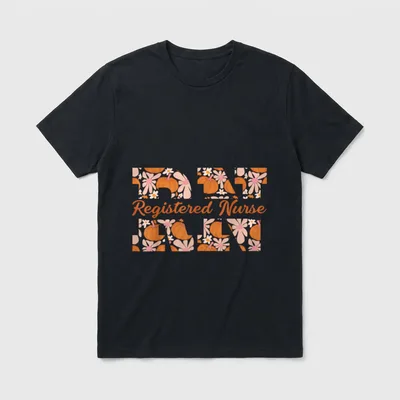 RN Registered Nurse Pumpkins Daisy Flower T-Shirt – Classic T-Shirt in Black