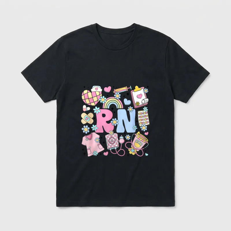 RN Nurse Stuff Retro Registered Nursing T-Shirt – Classic T-Shirt in Black