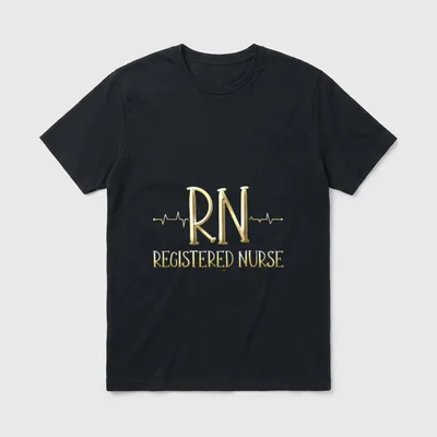 Gold RN Registered Nurse Nursing Heartbeat T-Shirt – Classic T-Shirt in Black