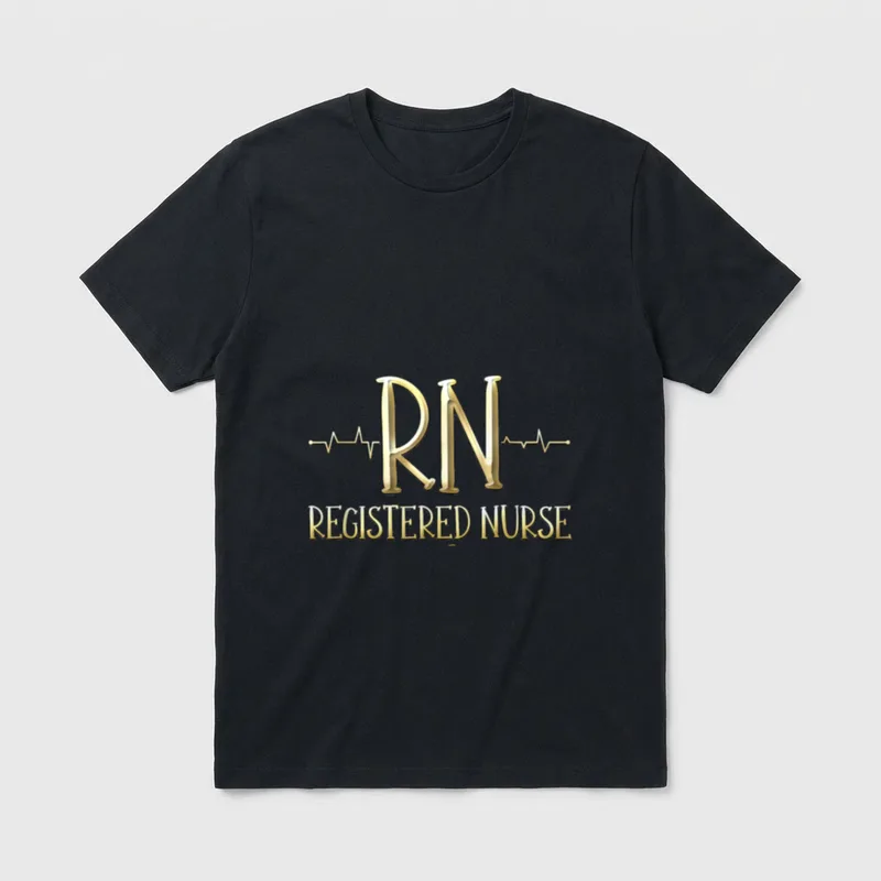 Gold RN Registered Nurse Nursing Heartbeat T-Shirt – Classic T-Shirt in Black