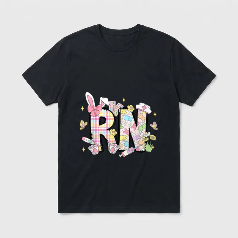 Registered Nurse RN Happy Easer Bunny T-Shirt – Classic T-Shirt in Black