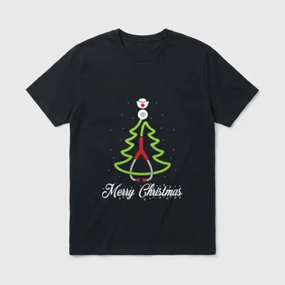 Merry Christmas Tree Stethoscope Nurse Rn T-Shirt – Classic T-Shirt in Black