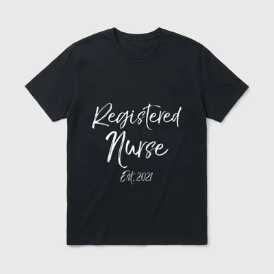 RN Graduation Nursing Registered Nurse Est T-Shirt – Registered Nurse Est. 2021 – Classic T-Shirt in Black