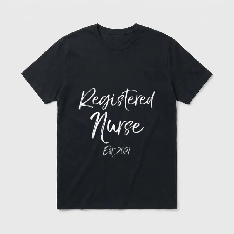 RN Graduation Nursing Registered Nurse Est T-Shirt – Registered Nurse Est. 2021 – Classic T-Shirt in Black