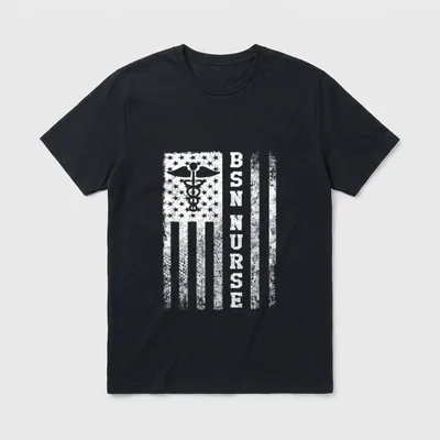 BSN Nurse Flag Student RN T-Shirt – Classic T-Shirt in Black