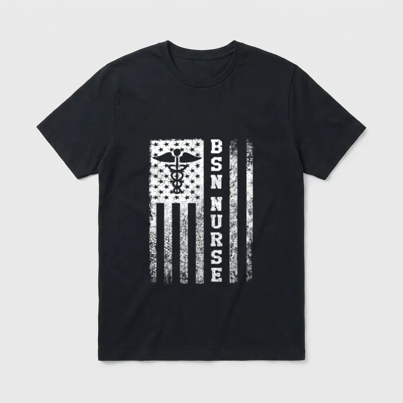 BSN Nurse Flag Student RN T-Shirt – Classic T-Shirt in Black