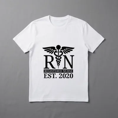 RN Lightweight T-Shirt – RN REGISTERED NURSE EST. 2020 caduceus artwork – Classic T-Shirt in Black