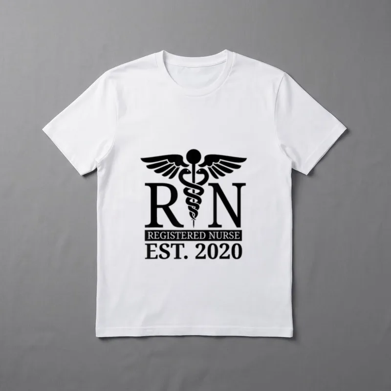 RN Lightweight T-Shirt – RN REGISTERED NURSE EST. 2020 caduceus artwork – Classic T-Shirt in Black