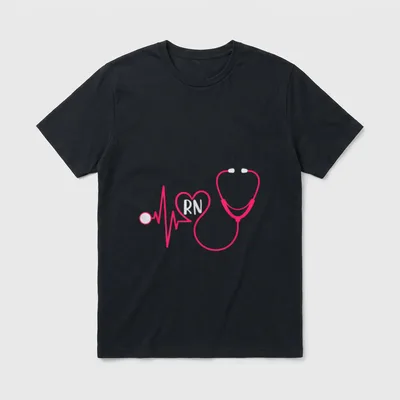 Registered Nurse RN Heartbeat EKG Stethoscope T-Shirt – Classic T-Shirt in Black