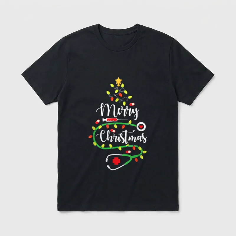 Merry Christmas Cute Registered Nurse Medical T-Shirt – Classic T-Shirt in Black