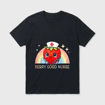 Berry Good Nurse Cute Strawberry Nursing T-Shirt – Classic T-Shirt in Black