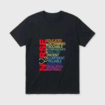 Nurse Educated Determined Sociable Squad RN T-Shirt – Classic T-Shirt in Black