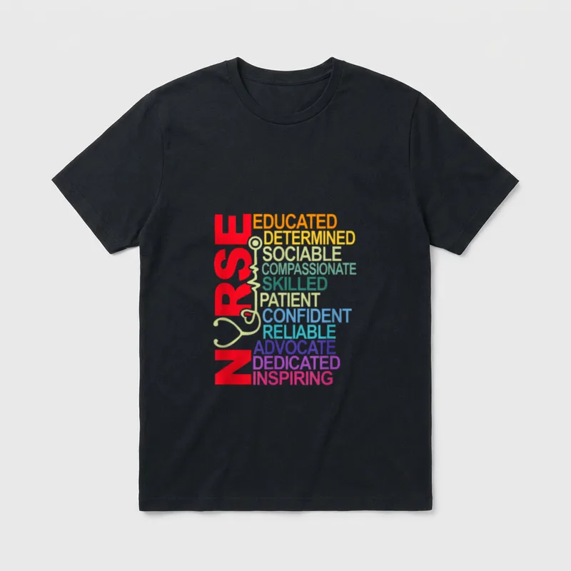 Nurse Educated Determined Sociable Squad RN T-Shirt – Classic T-Shirt in Black