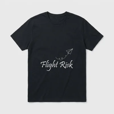 Flight Risk RN Nursing T-Shirt – Paper airplane with looped trail and Flight Risk text – Classic T-Shirt in Black