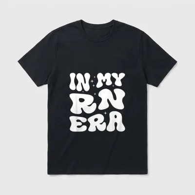 In My RN Era Registered Nurse T-Shirt – IN MY RN ERA in retro bubble letters with sparkles – Classic T-Shirt in Black