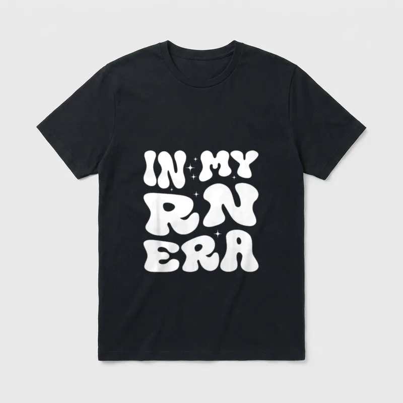 In My RN Era Registered Nurse T-Shirt – IN MY RN ERA in retro bubble letters with sparkles – Classic T-Shirt in Black