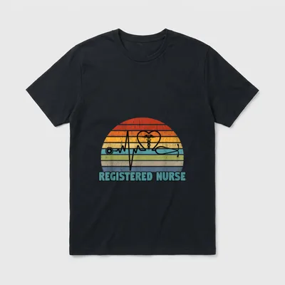 Style 70s 80s Registered Nurse RN T-Shirt – Classic T-Shirt in Black