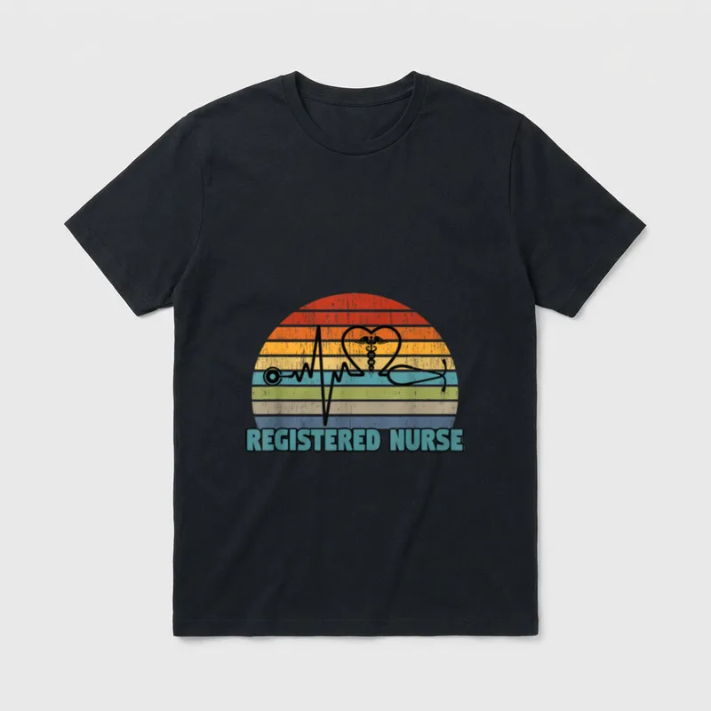 Style 70s 80s Registered Nurse RN T-Shirt – Classic T-Shirt in Black
