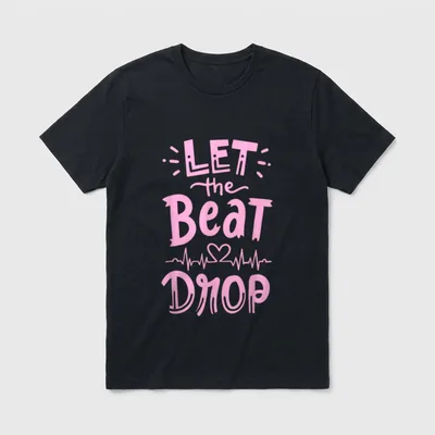 Nurse Doctor RN Heartbeat T-Shirt – Printed phrase LET the Beat DROP with EKG pulse and heart icon – Classic T-Shirt in Black