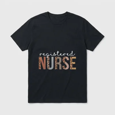 Leopard Registered Nurse Appreciation Healthcare T-Shirt – Classic T-Shirt in Black