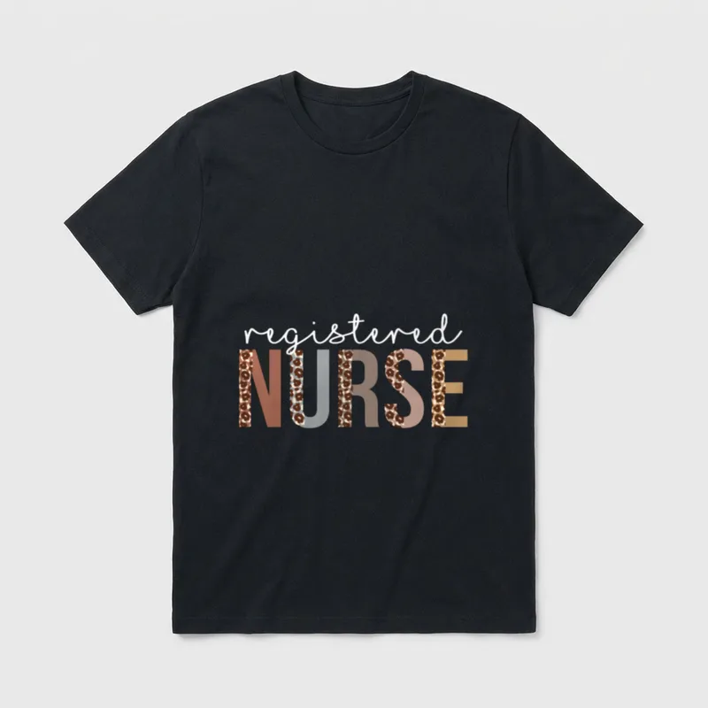 Leopard Registered Nurse Appreciation Healthcare T-Shirt – Classic T-Shirt in Black