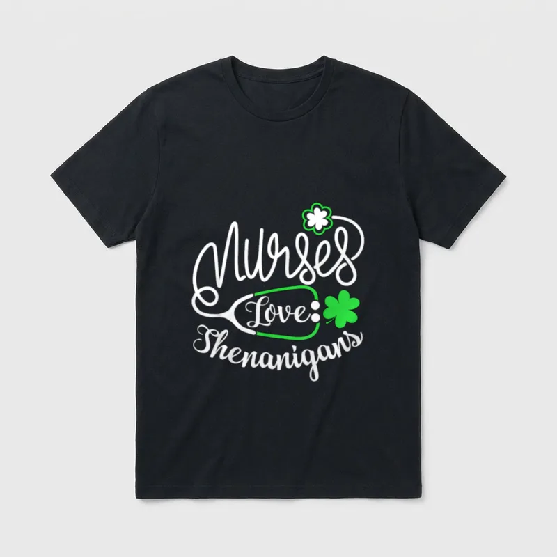 Nurses Love Shenanigans Pattys T-Shirt – Classic T-Shirt in Black