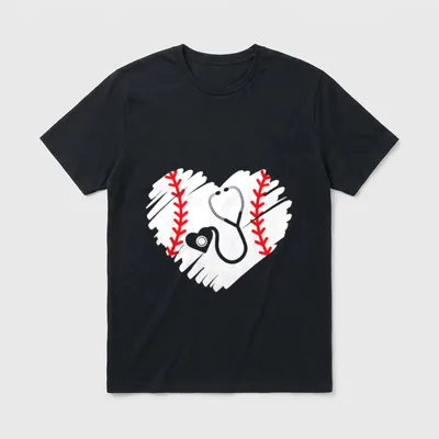 Baseball Nurse Registered Sport Player T-Shirt – Classic T-Shirt in Black