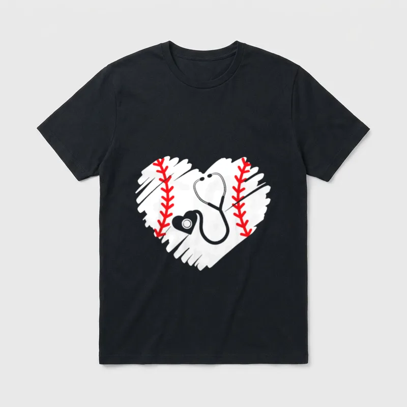 Baseball Nurse Registered Sport Player T-Shirt – Classic T-Shirt in Black