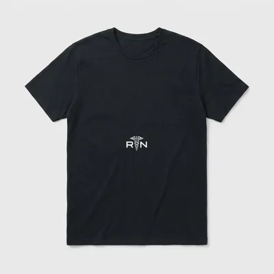 Nursing Appreciation T-Shirt – Caduceus emblem centered between capital letters R and N – Classic T-Shirt in Black