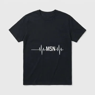 Masters of Science in Nursing MSN T-Shirt – MSN lettering centered on an EKG heartbeat pulse line – Classic T-Shirt in Black