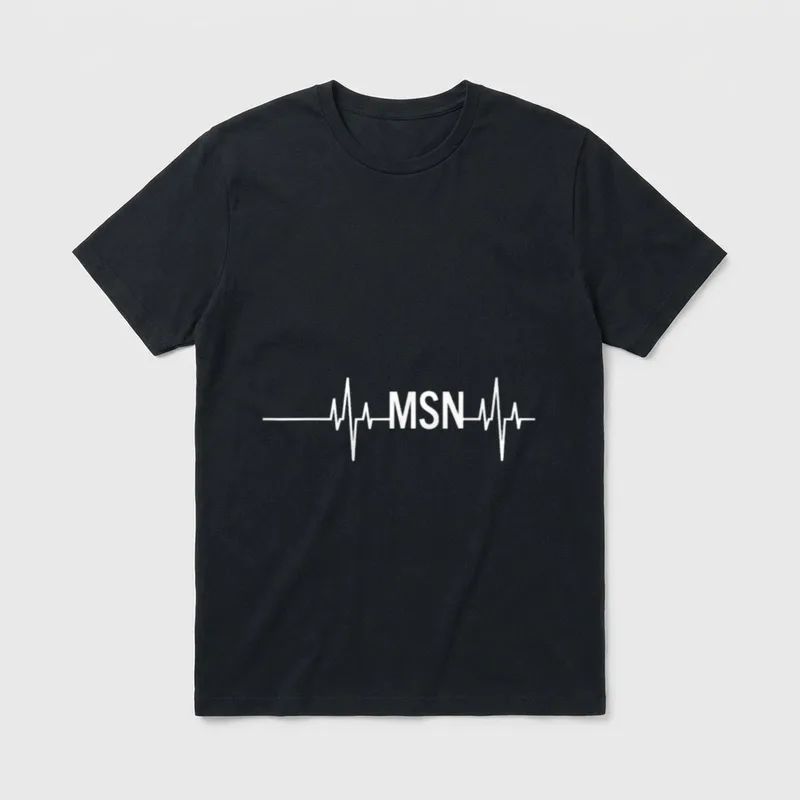 Masters of Science in Nursing MSN T-Shirt – MSN lettering centered on an EKG heartbeat pulse line – Classic T-Shirt in Black