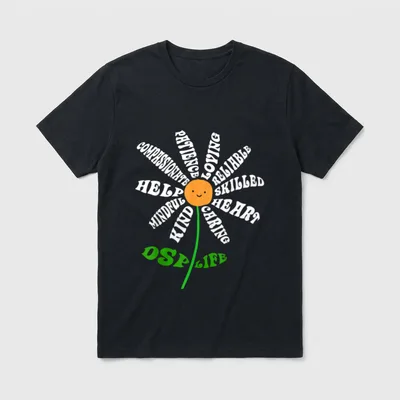 Life Heart Word Inspirational Flower RN T-Shirt – Classic T-Shirt in Black