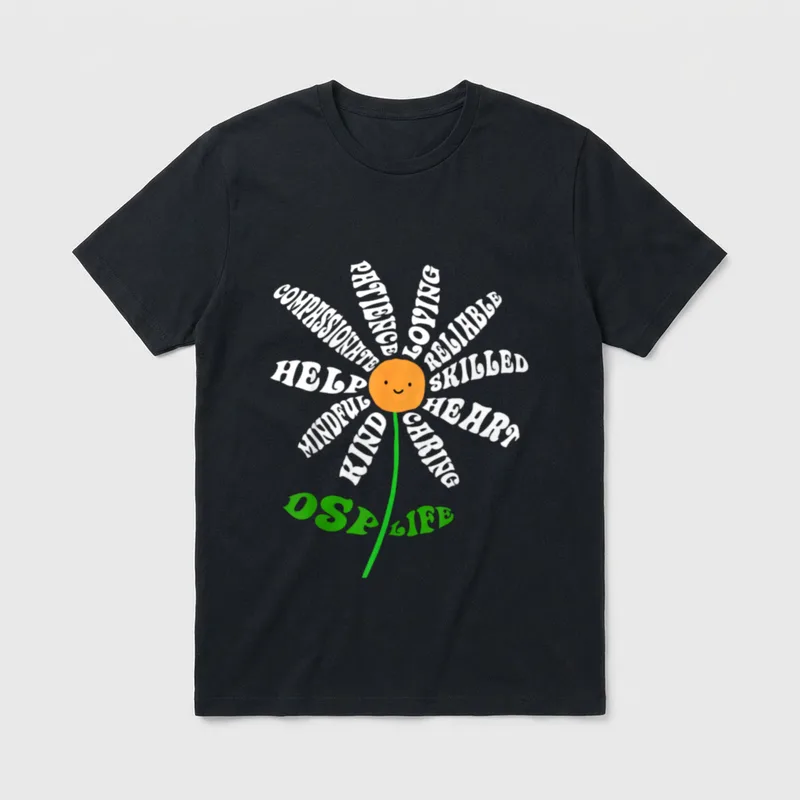 Life Heart Word Inspirational Flower RN T-Shirt – Classic T-Shirt in Black