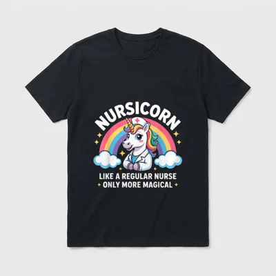 Magical Unicorn Nurse Nursicorn Rainbow RN T-Shirt – Classic T-Shirt in Black