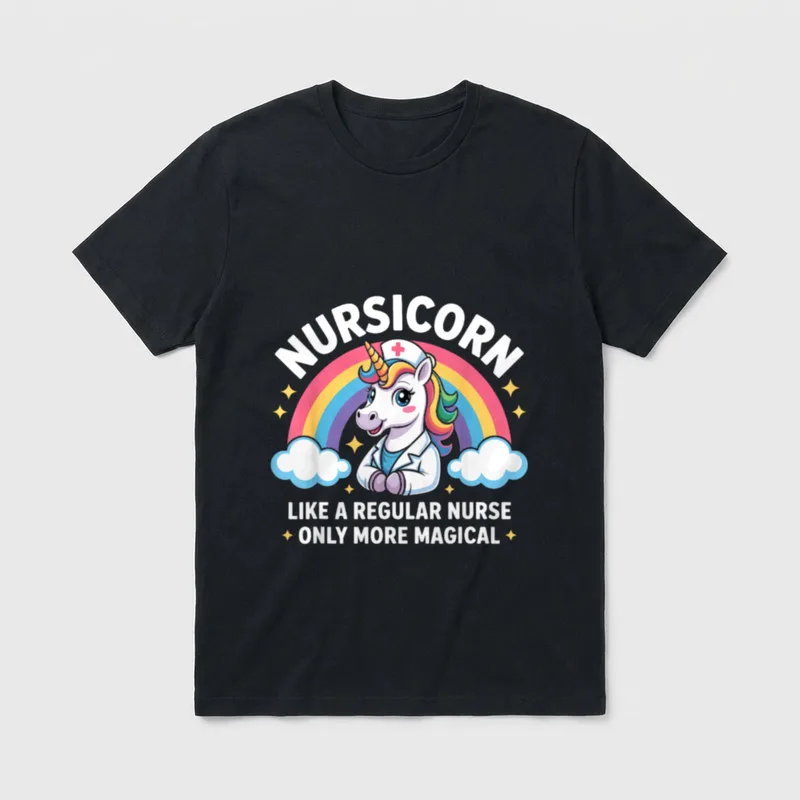 Magical Unicorn Nurse Nursicorn Rainbow RN T-Shirt – Classic T-Shirt in Black