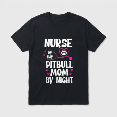 RN Nurse Pit Bull Mom Paw T-Shirt – Classic T-Shirt in Black