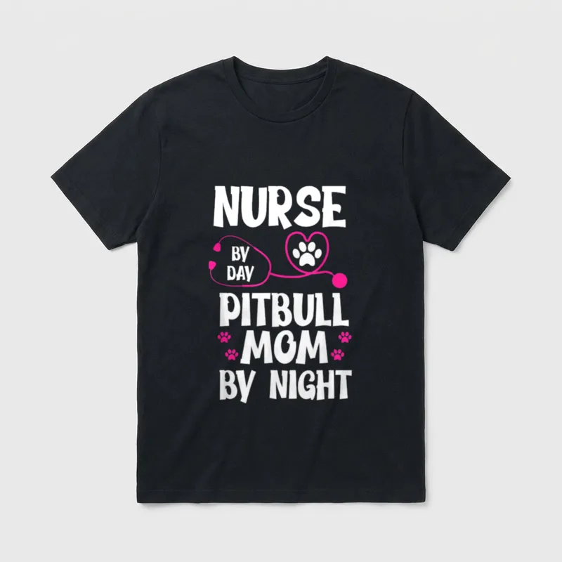 RN Nurse Pit Bull Mom Paw T-Shirt – Classic T-Shirt in Black