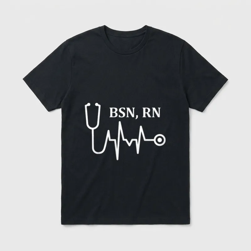 BSN RN Registered Nurse Medical Heartbeat T-Shirt – Classic T-Shirt in Black